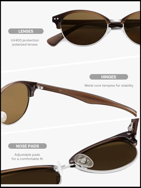 Polarized Oval Sunglasses with UV400 Protection, Plastic Frame main image 7